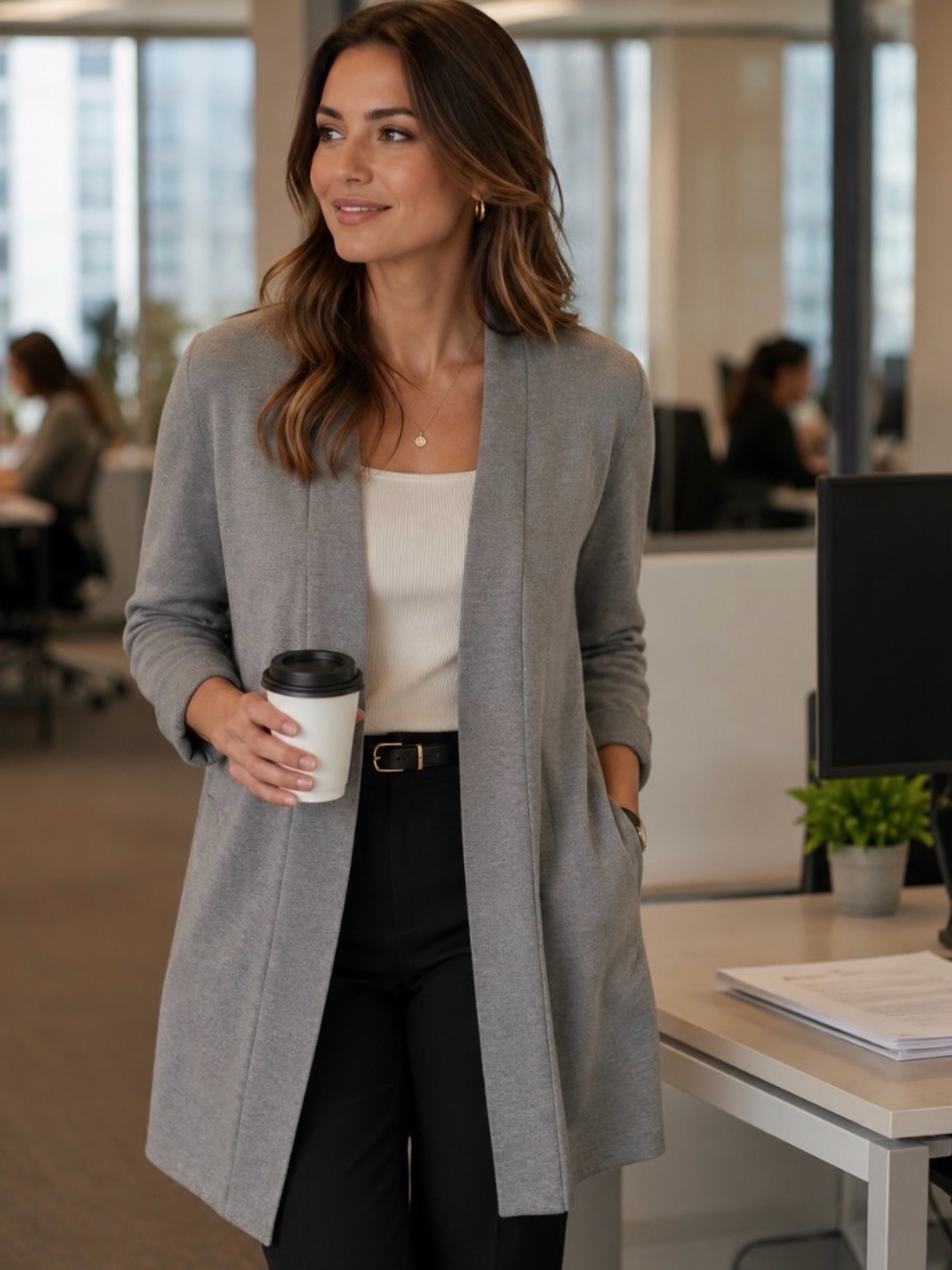 Joseph Light Gray Wool Cardigan